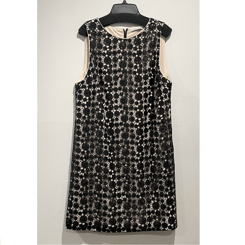 Alice + Olivia Black Sequin Patterned Mini Dress … - image 1